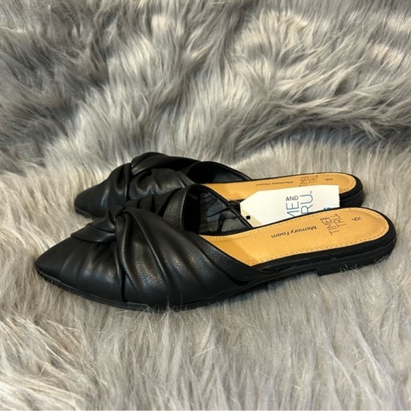 Time And True Black Twist Mule Women’s Size‎ 6 Memory Foam Slip On Flats … - Picture 1 of 7